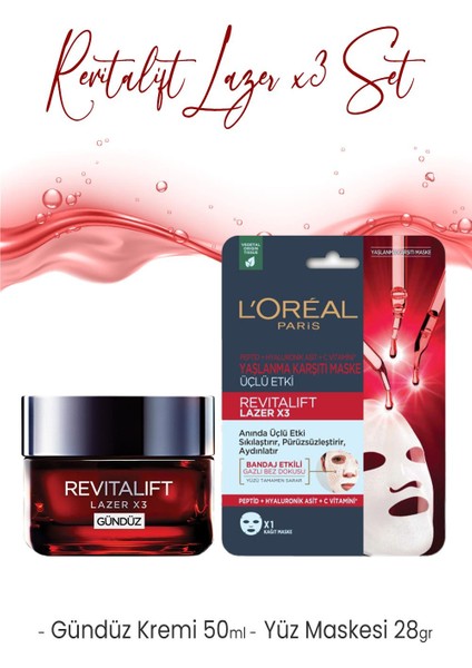 Loreal Paris Revitalift Lazer Gündüz Kremi 50 ml ve Maske 28 gr