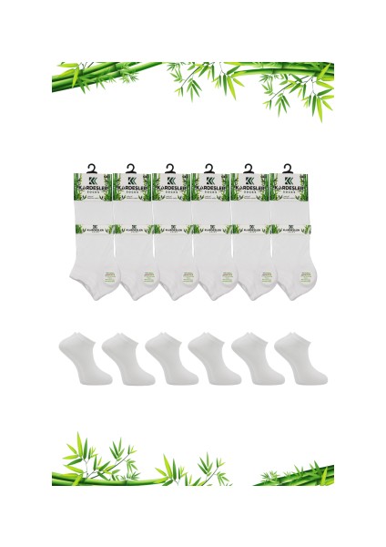 Bambu Erkek Patik Beyaz Çorap Dikişsiz 6'lı Paket