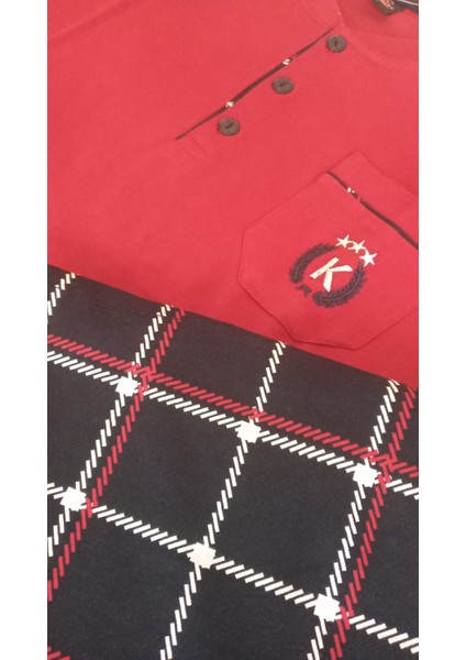 Erkek Kısa Kol Pamuklu Ekose Pijama Takımı fiyatları