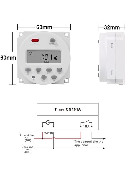 CN101A Programlanabilir Gecikmeli Zaman Ayarlı Haftalık 12V Röle Kuluçka Röle