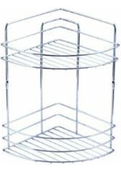 2 Katlı Krom Köşelik Süngerlik Banyo Duş Rafı