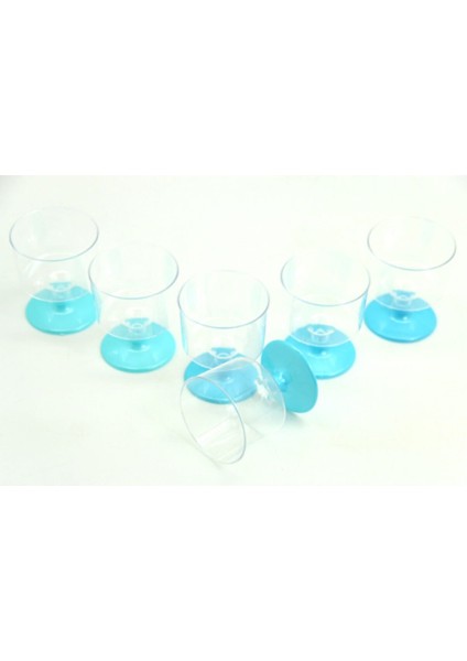 6lı Şeffaf Mini Lohusa Şerbeti Kadehi Mavi 5.5x4.5 Cm