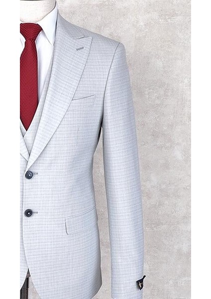 Slim Fit Sivri Yaka Çift Yırtmaç Taş Rengi Drop 6 Yelekli Takım Elbise modelleri