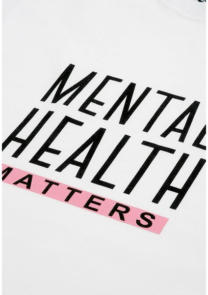Kadın Vegan Beyaz T-Shirt - Mental Health Matters Tasarım modelleri