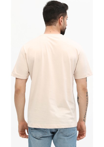 Oversize Cep Baskılı Bisiklet Yaka Tişört