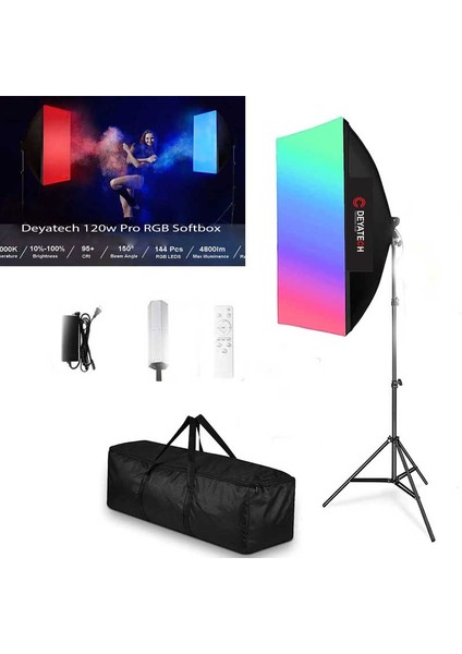 120W Rgb Softbox 60X90CM 3000-5500K LED Video ve Fotoğraf Çekim Işıgı Renkli Işık