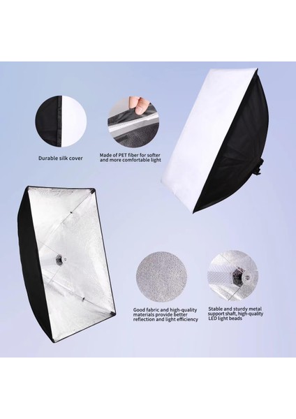 120W Rgb Softbox 60X90CM 3000-5500K LED Video ve Fotoğraf Çekim Işıgı Renkli Işık modelleri