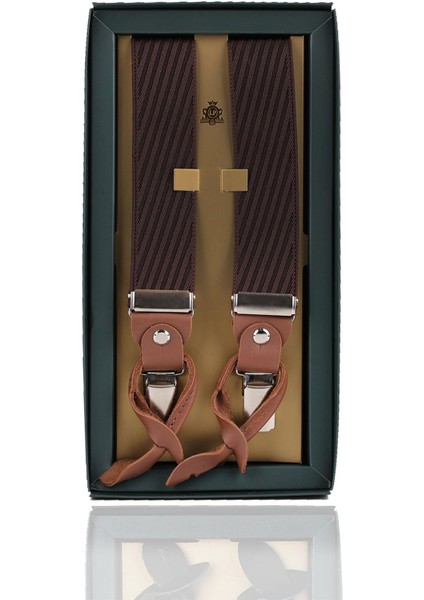 Lacivert - Gri Renk Deri Bağlantılı Erkek Pantolon Askısı PAN138