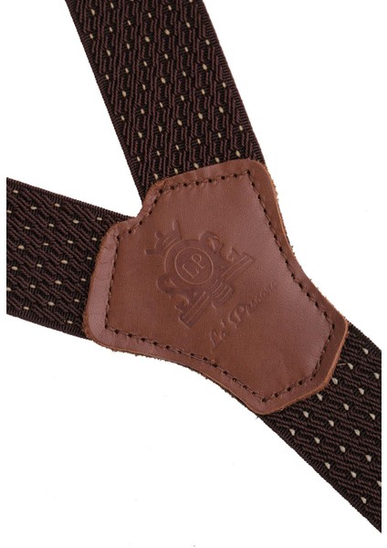 Kahverengi Deri Bağlantılı Düğme Delikli Jakarlı Pantolon Askısı PAN147 modelleri