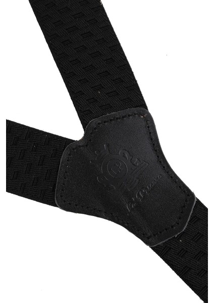 Siyah Deri Bağlantılı Düğme Delikli Jakarlı Pantolon Askısı PAN150 modelleri