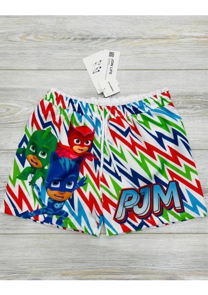 Erkek Çocuk Pijamaskeliler ve Batman Baskılı Deniz Şortu