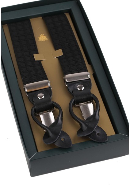 Siyah - Gri Renk Deri Bağlantılı Erkek Pantolon Askısı PAN142 fiyatları