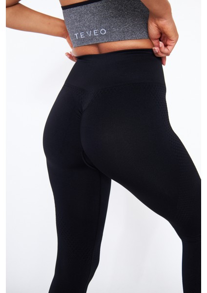 Kalçası Büzgülü ve Ekstra Push Up Seamless Siyah Yüksek Bel Kalça Şekillendirici Tayt modelleri