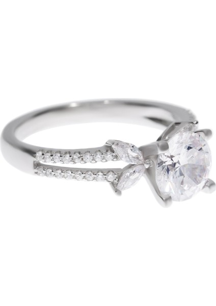 Kadın Çiçek Model Tektaş Gümüş Yüzük fiyatları