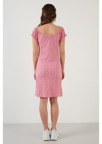 Çiçekli Carmen Yaka Mini Elbise Bayan Elbise 5863700