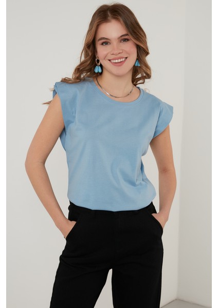 Pamuklu Bisiklet Yaka Kolsuz T Shirt Bayan T SHİRT 5864019