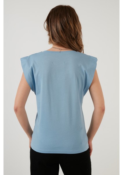Pamuklu Bisiklet Yaka Kolsuz T Shirt Bayan T SHİRT 5864019