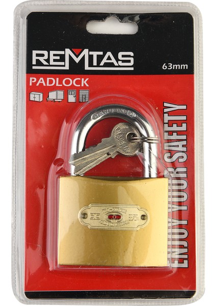 Remtas Asma Kilit Sarı Kaplamalı 60 Mm