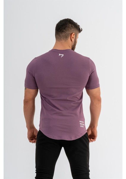 Erkek Spor T-Shirt | T-Shirt | Mor | Workout Tanktop | Never Give Up | modelleri