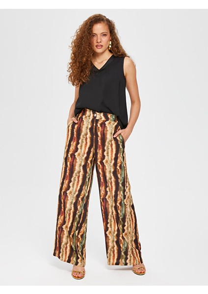 Batik Desen Wıde Leg Viskon Pantolon 67485