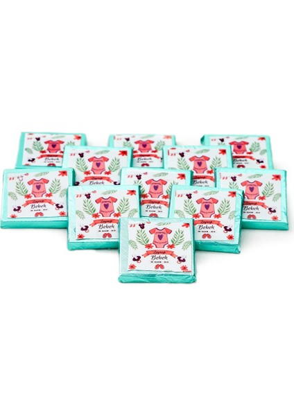 Kız Bebek Çikolatası Dökme Bebek Çikolatası Yaldızlı Mavi 170 Adet Madlen