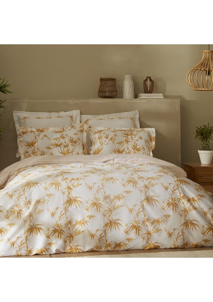 Grove Bambu Çift Kişilik %100 Pamuk Nevresim Takımı Sarı