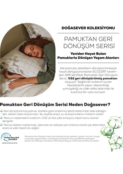 Doğasever Geo Pamuktan Dönüşüm Çift Kişilik Nevresim Takımı Bej