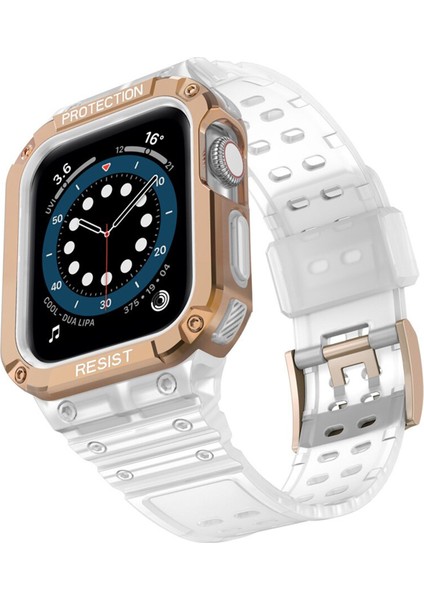 Apple Watch 44MM KR401 Silikon Kordon - Şeffaf-Rose