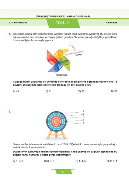 4.Sınıf Zihin Çalıştıran Eğlenceli Kanguru Matematik Soruları