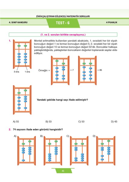 4.Sınıf Zihin Çalıştıran Eğlenceli Kanguru Matematik Soruları