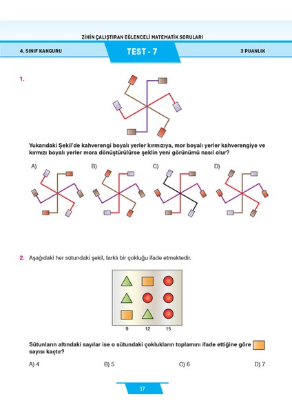 4.Sınıf Zihin Çalıştıran Eğlenceli Kanguru Matematik Soruları