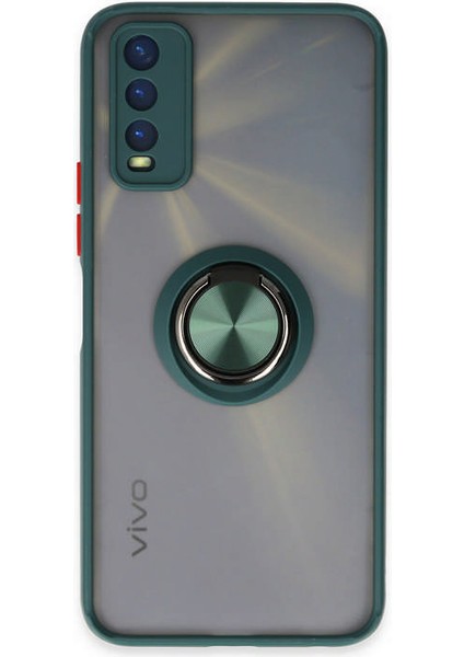 Vivo Y11S Kılıf Montreal Yüzüklü Silikon Kapak - Yeşil 300099