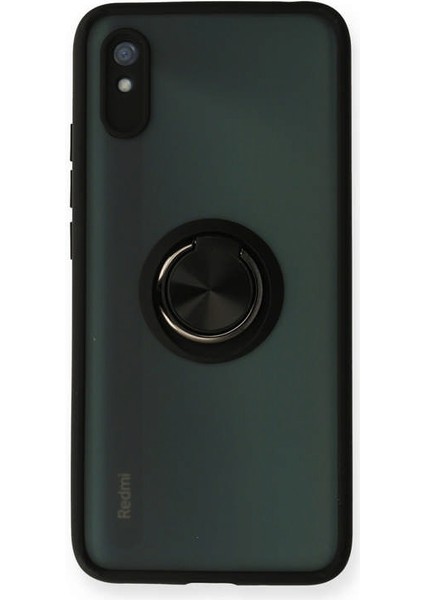 Xiaomi Redmi 9A Kılıf Montreal Yüzüklü Silikon Kapak - Siyah 300099