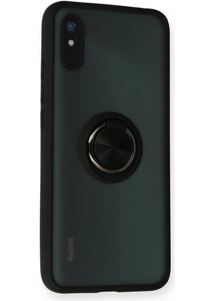 Xiaomi Redmi 9A Kılıf Montreal Yüzüklü Silikon Kapak - Siyah 300099