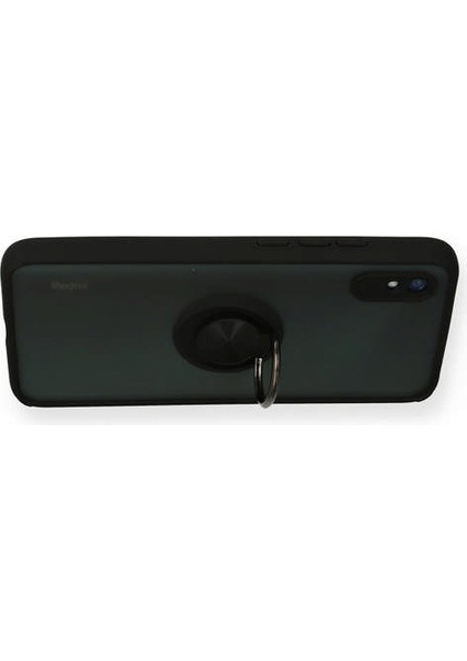 Xiaomi Redmi 9A Kılıf Montreal Yüzüklü Silikon Kapak - Siyah 300099