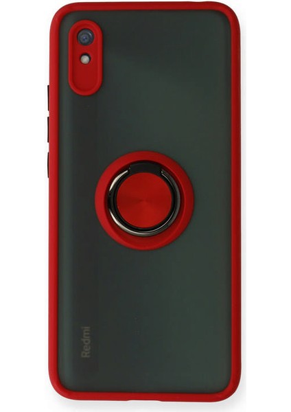 Xiaomi Redmi 9A Kılıf Montreal Yüzüklü Silikon Kapak - Kırmızı 300099