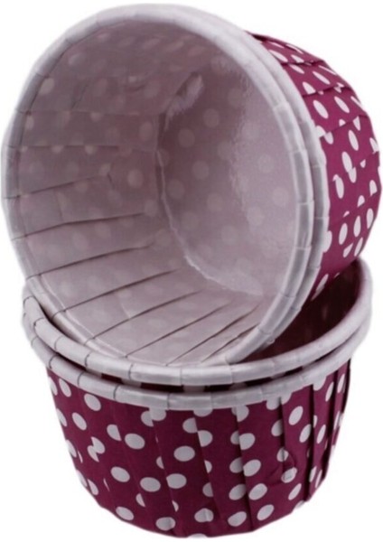 Cupcake Kalıbı Minik Boy 38X30 mm 100'LÜ Puantiyeli Mor