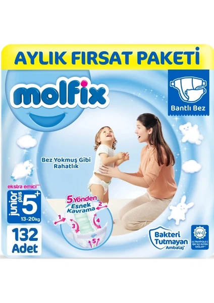 Bebek Bezi 5+ Beden Junior Plus Aylık Fırsat Paketi 132 Adet