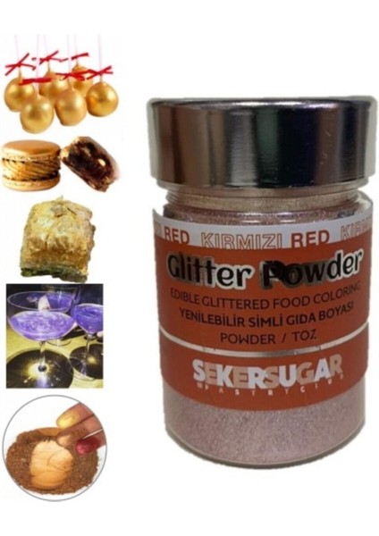 Yenilebilir Simli Kırmızı Toz Gıda Boyası 10 gr