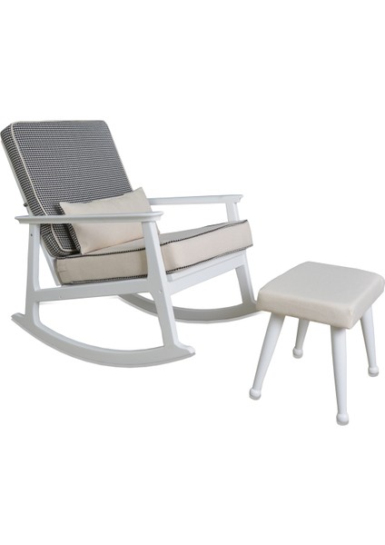 Iskandinav Lake Krem Minderli Puflu Sallanan Sandalye Dinlenme Koltuğu