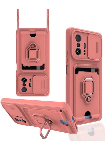 Xiaomi Mi 11T Pro Kılıf Zuma Kartvizitli Yüzüklü Silikon - Pembe 300099