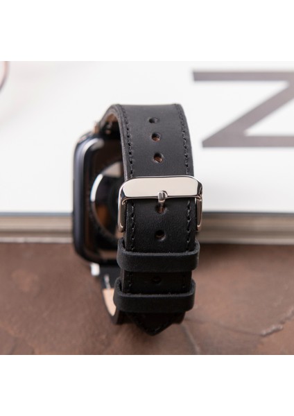42MM 44MM 45MM 49MM 3 / 4 / 5 / 6 / Se / 7 / 8 / Ultra Deri Kordon Deri Kayış Siyah