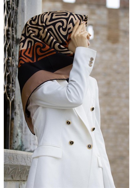 Tivil Taba Desenli Ipek Eşarp DGN51373-01-14