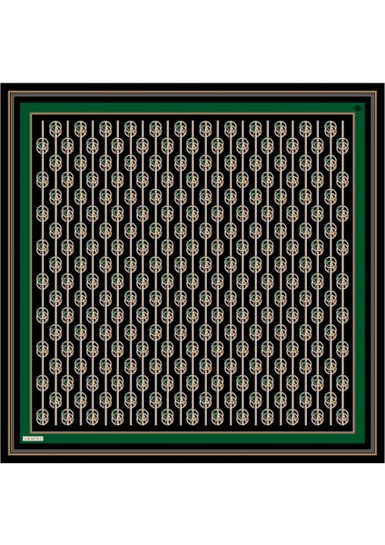 Yeşil Desenli Tivil Ipek Eşarp 8822-38