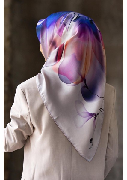 Tivil Gümüş Desenli Ipek Eşarp DGN50415-27-26