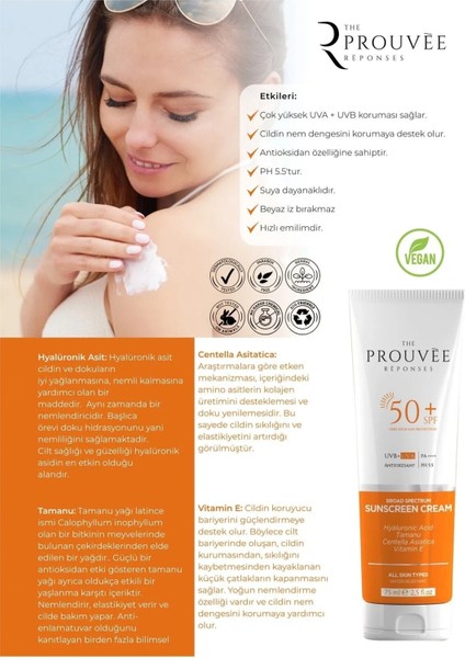 The Prouvee Reponses Çok Yüksek Korumalı Tüm Ciltler Güneş Kremi SPF 50+ (75 ml)