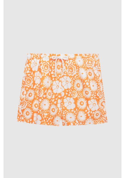 Regular Fit Turuncu Baskılı Şort Mayo 0EC62AP34613M