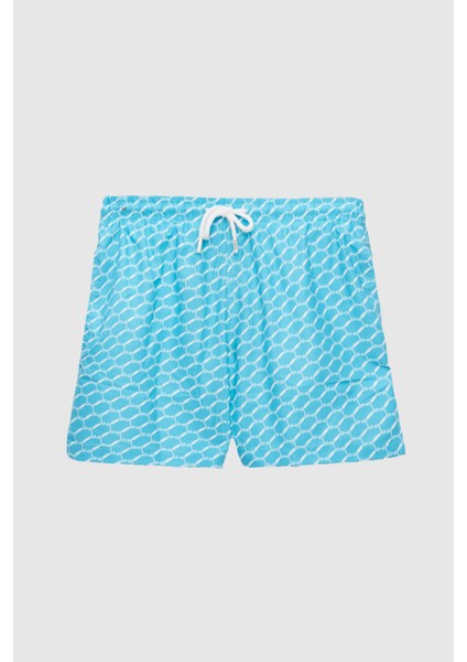 Regular Fit Turkuaz Baskılı Şort Mayo 0EC62AP33613M
