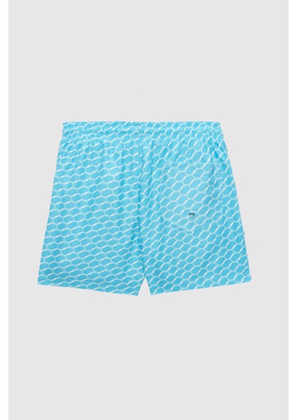 Regular Fit Turkuaz Baskılı Şort Mayo 0EC62AP33613M modelleri