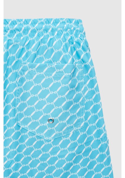 Regular Fit Turkuaz Baskılı Şort Mayo 0EC62AP33613M fırsatları